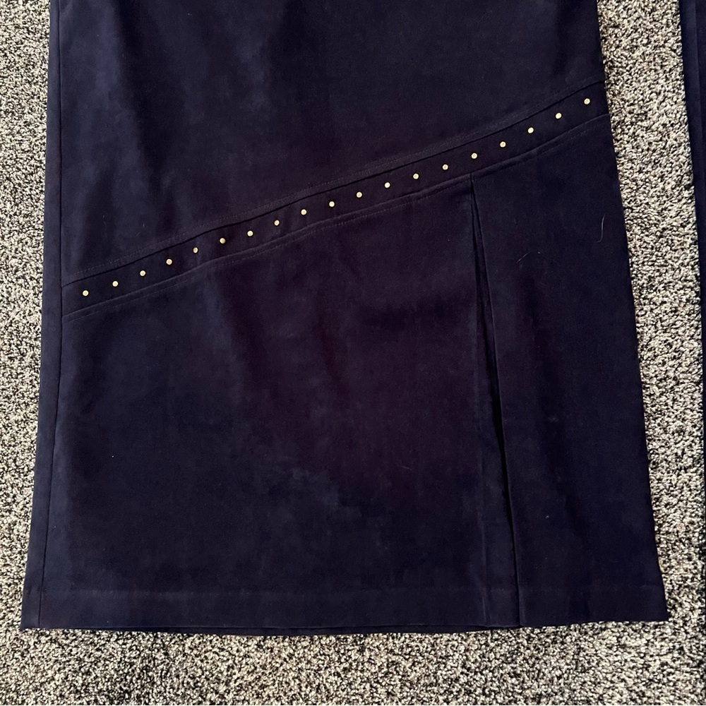 Vintage LANA LEE 3 Pce Suede-Like Dark Blue Suit Set | Size 14 - Picture 9 of 15
